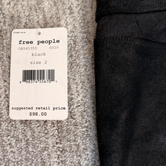 NWT Free People Vegan Stretch Leather SkinnyLeggings Womans Black SZ 2 - Picture 8 of 14